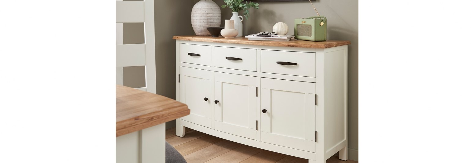 Burma Two Tone Pine with Oak Top Large Sideboard