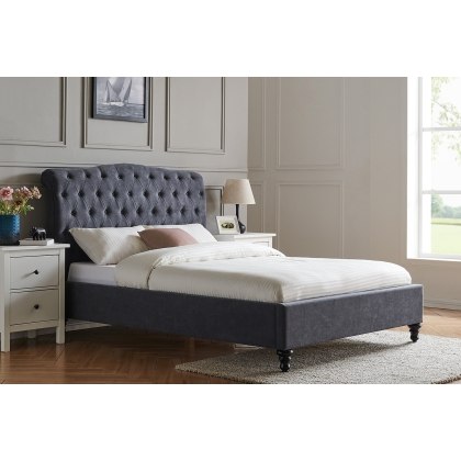 Rosalie Fabric Bed Frame in Dark Grey