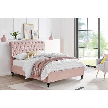 Rosalie Fabric Bed Frame in Pink