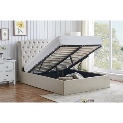 Rosalie Fabric Ottoman Storage Bed Frame in Natural Rosalie Fabric Ottoman Storage Bed Frame in Natural