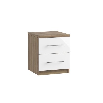 Calgary High-Gloss 2 Drawer Bedside Table