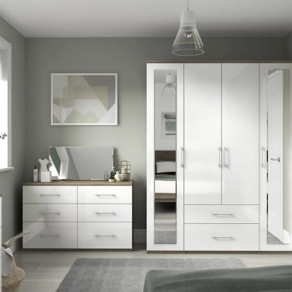 Calgary High-Gloss 8 Drawer Twin Chest of Drawers Calgary High-Gloss 8 Drawer Twin Chest of Drawers