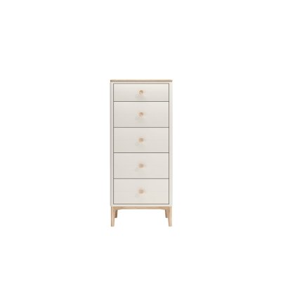 Vida Living Marlow Tall Chest of 5 Drawers in Cashmere Oak and Taupe