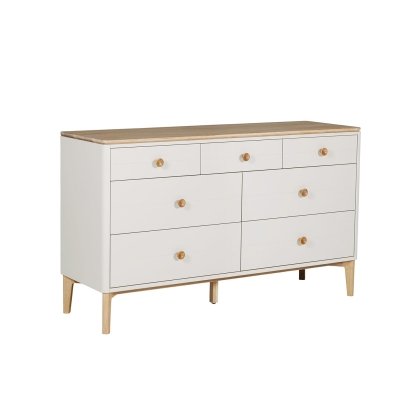 Vida Living Marlow Wide Chest of 7 Drawers in Cashmere Oak and Taupe