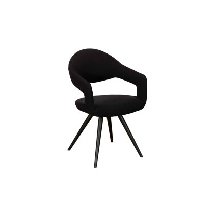 Jasmine Boucle Fabric Black Dining Chair (Pair)