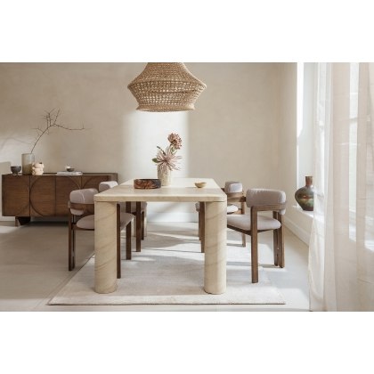 Ida Travertine Stone 150cm Dining Table with Cylindrical Legs
