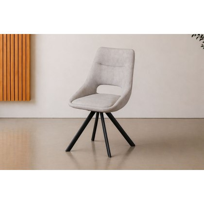 Paige Soft Cotton Dining Chair in Light Grey (Pair)