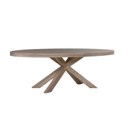 Feltz Smoked Oak 235cm Oval Dining Table Set with 6 Chairs
