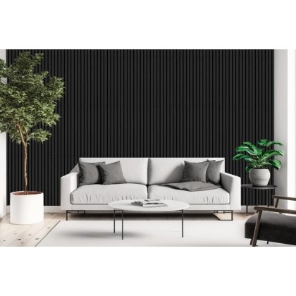 Pack of 2 - Dark Grey Decorative Acoustic Slat Wall Panel - 2400mm x 600mm Pack of 2 - Dark Grey Decorative Acoustic Slat Wall Panel - 2400mm x 600mm