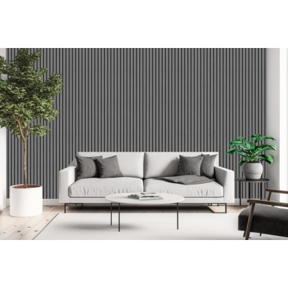 Pack of 2 - Light Grey Decorative Acoustic Slat Wall Panel - 2400mm x 600mm Pack of 2 - Light Grey Decorative Acoustic Slat Wall Panel - 2400mm x 600mm