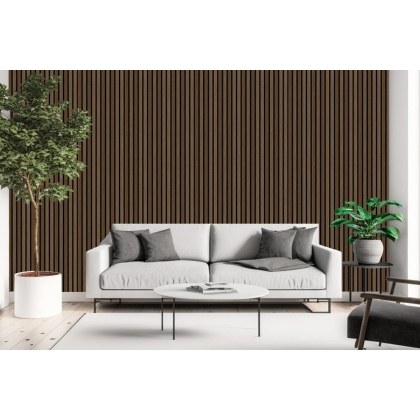 Pack of 2 - Walnut Decorative Acoustic Slat Wall Panel - 2400mm x 600mm Pack of 2 - Walnut Decorative Acoustic Slat Wall Panel - 2400mm x 600mm