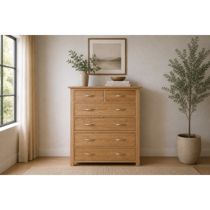 Devon Solid Oak 4 + 2 Chest of Drawers