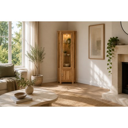 Devon 100% Solid Oak Corner Display Cabinet
