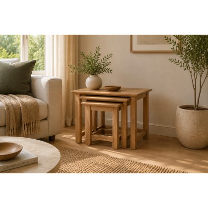 Devon 100% Solid Oak Nest Of Tables