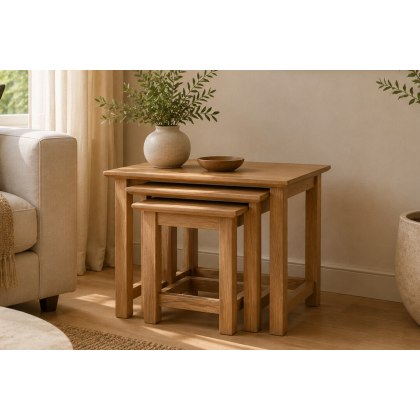 Devon 100% Solid Oak Nest Of Tables