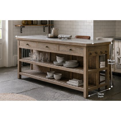 Gallery Direct Vancouver Rustic Pine Large Kitchen Island with Marble Top Gallery Direct Vancouver Rustic Pine Large Kitchen Island with Marble Top