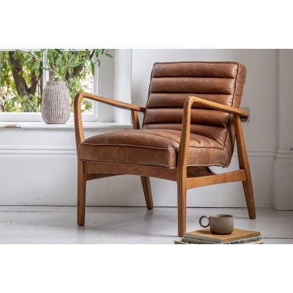 Gallery Direct Datsun Vintage Brown Leather Armchair
