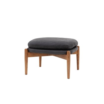 Gallery Direct Datsun Antique Ebony Leather Footstool Gallery Direct Datsun Antique Ebony Leather Footstool