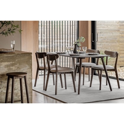 Gallery Direct Hatfield Smoked Oak 150cm Large Rectangular Dining Table Set & x4 Chairs