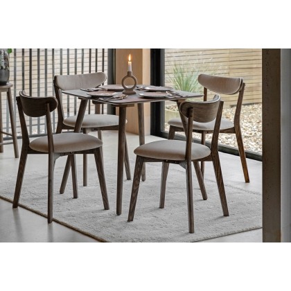 Gallery Direct Hatfield Smoked Oak 77cm Square Dining Table Set & x2 Chairs