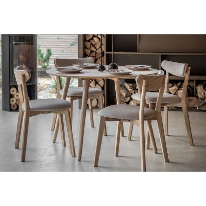Gallery Direct Hatfield Natural Oak 110cm Round Dining Table Set & x4 Chairs
