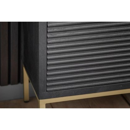 Gallery Direct Ripple Mango Wood Black & Gold Open Display Bookcase Unit
