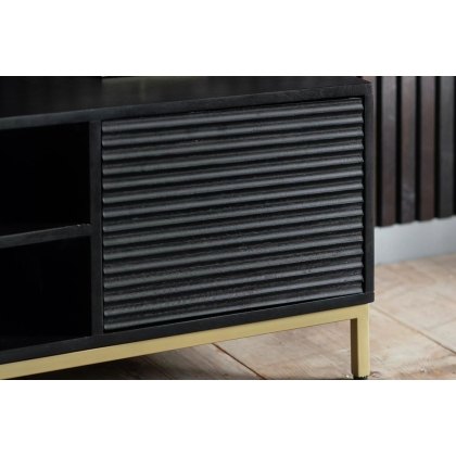 Gallery Direct Ripple Mango Wood Black & Gold Media TV Unit