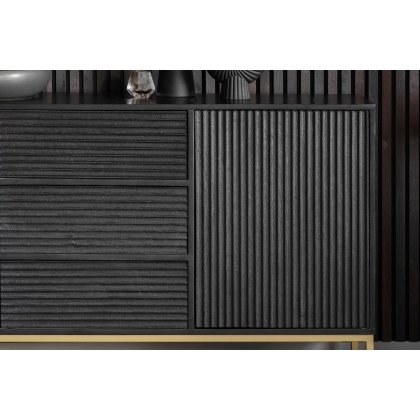Gallery Direct Ripple Mango Wood Black & Gold Large Sideboard