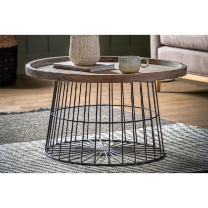 Gallery Direct Menzies Wood & Caged Metal Coffee Table