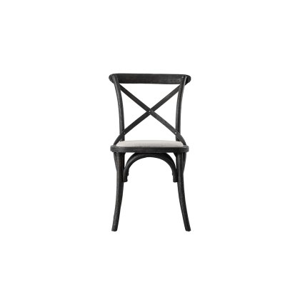 Gallery Direct Set of 2 Cafe Black Oak Dining Chairs with Linen Seat Gallery Direct Set of 2 Cafe Black Oak Dining Chairs with Linen Seat