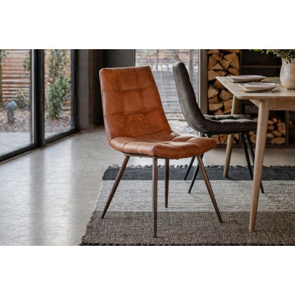 Gallery Direct Set of 2 Darwin Dining Chairs in Brown Leather