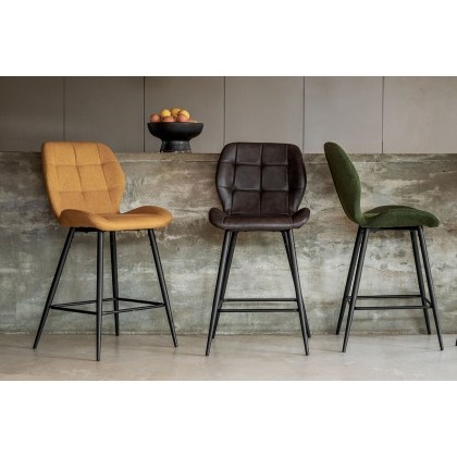 Gallery Direct Set of 2 Manford Fabric Bar Stools in Saffron