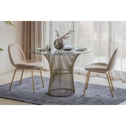Gallery Direct Set of 2 Flanagan Dining Chairs in Oatmeal Velvet