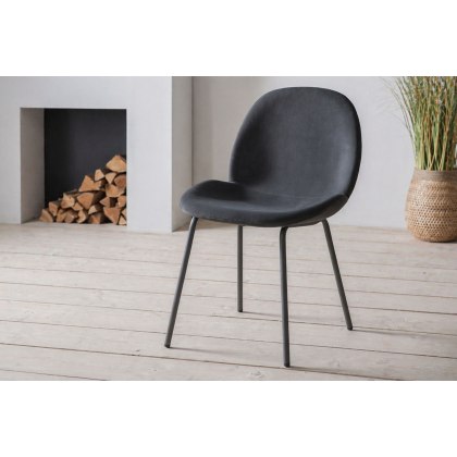 Gallery Direct Set of 2 Flanagan Dining Chairs in Grey Velvet