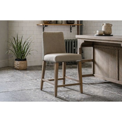 Gallery Direct Set of 2 Rex Fabric Bar Stools in Cement Grey Linen