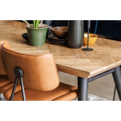 Franklin Reclaimed Wood 160-200cm Extending Dining Table Set & 4 Jack Cognac Dining Chairs