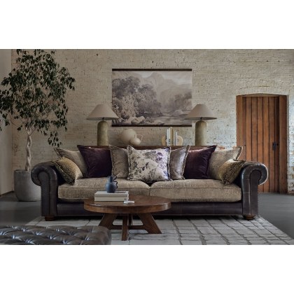Atlantis Fabric & Leather Mix Pillow Back 4 Seater Sofa