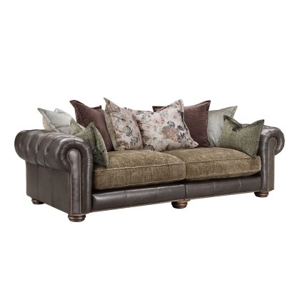 Atlantis Fabric & Leather Mix Pillow Back 3 Seater Sofa