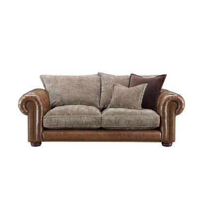 Atlantis Fabric & Leather Mix Standard Back 3 Seater Sofa