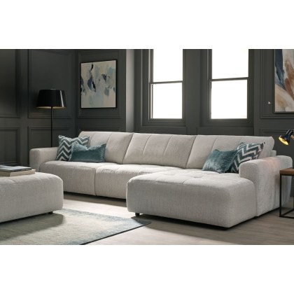 Opulent Fabric Large Modular Sofa with Chaise End