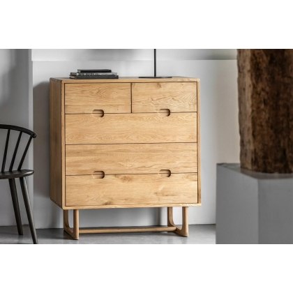 Gallery Direct Craft Natural Oak 5 Drawer Chest of Drawers