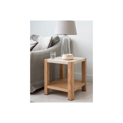 Arlo Natural Oak Side Table with Travertine Ceramic Top Arlo Natural Oak Side Table with Travertine Ceramic Top