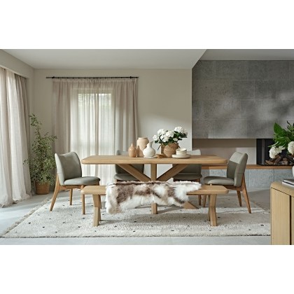 Flynn Natural Oak 240cm Star Base Dining Table
