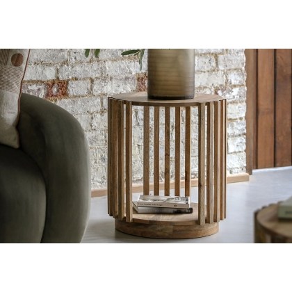 Gallery Direct Voss Mango Wood Slatted Side Table Gallery Direct Voss Mango Wood Slatted Side Table