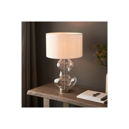 Gallery Direct Kelda Shaped Table Lamp Satin Brass Vintage White Gallery Direct Kelda Shaped Table Lamp Satin Brass Vintage White