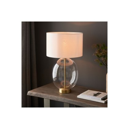 Gallery Direct Kelda Oval Table Lamp Satin Brass Vintage White Gallery Direct Kelda Oval Table Lamp Satin Brass Vintage White