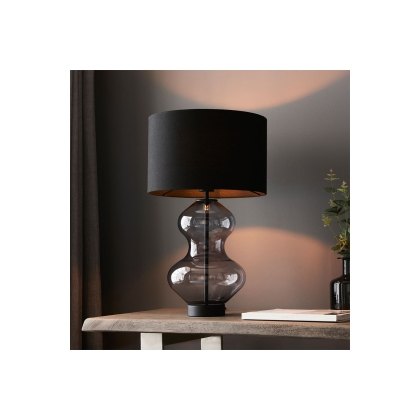 Gallery Direct Kelda Shaped Table Lamp Clear Glass Black Gallery Direct Kelda Shaped Table Lamp Clear Glass Black
