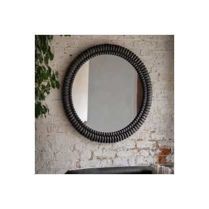 Gallery Direct Pimlico Round Mirror Black Wash 900mm Gallery Direct Pimlico Round Mirror Black Wash 900mm