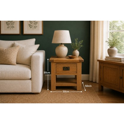 Salisbury Waxed Premium Oak Lamp Table With Drawer Salisbury Waxed Premium Oak Lamp Table With Drawer