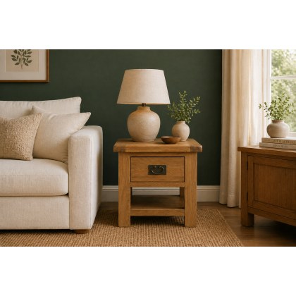 Salisbury Waxed Premium Oak Lamp Table With Drawer Salisbury Waxed Premium Oak Lamp Table With Drawer